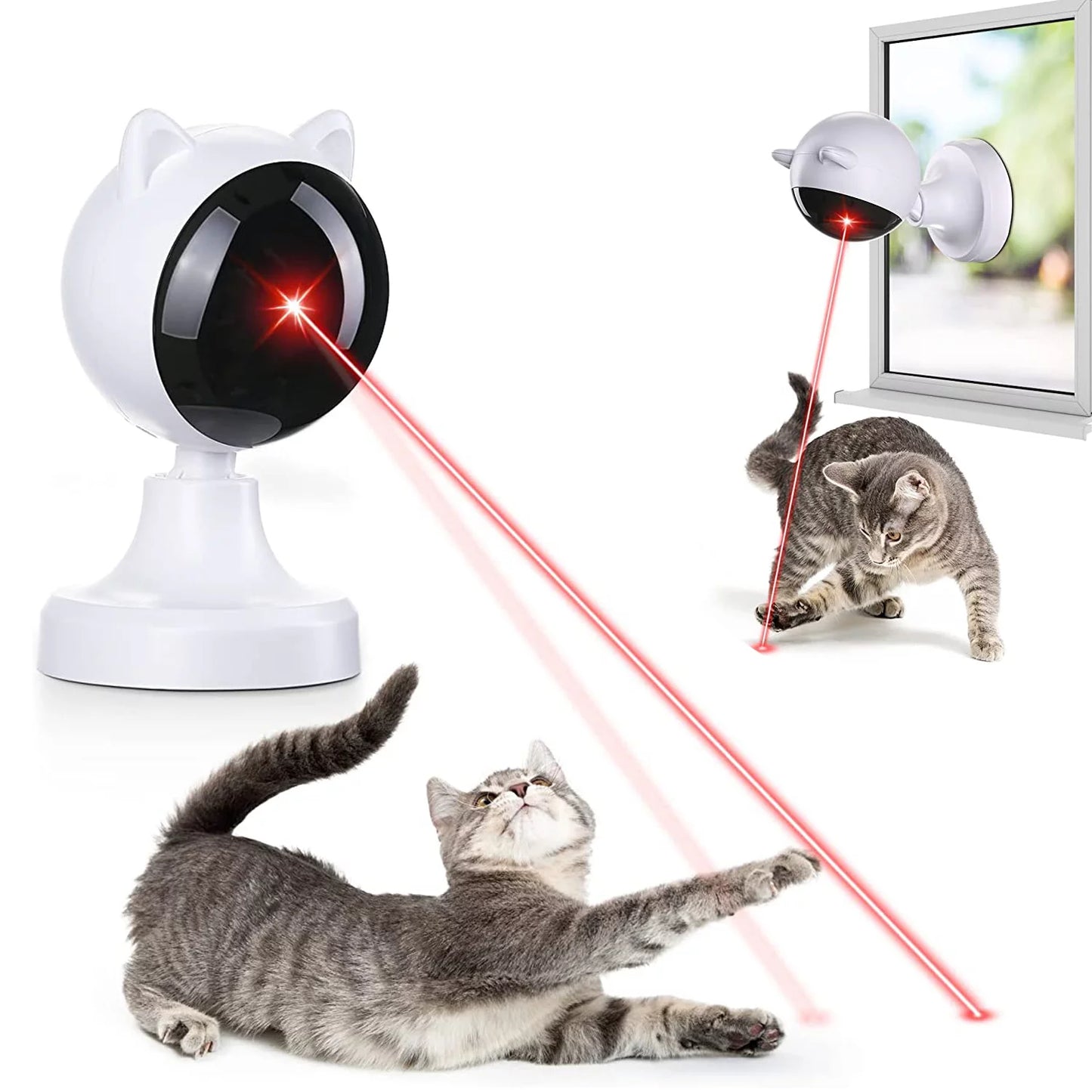 Automatic Cat Laser Toys, Interactive Laser Cat Toys for Indoor Cats/Kitty/Dogs, Cat Laser Toy Automatic White