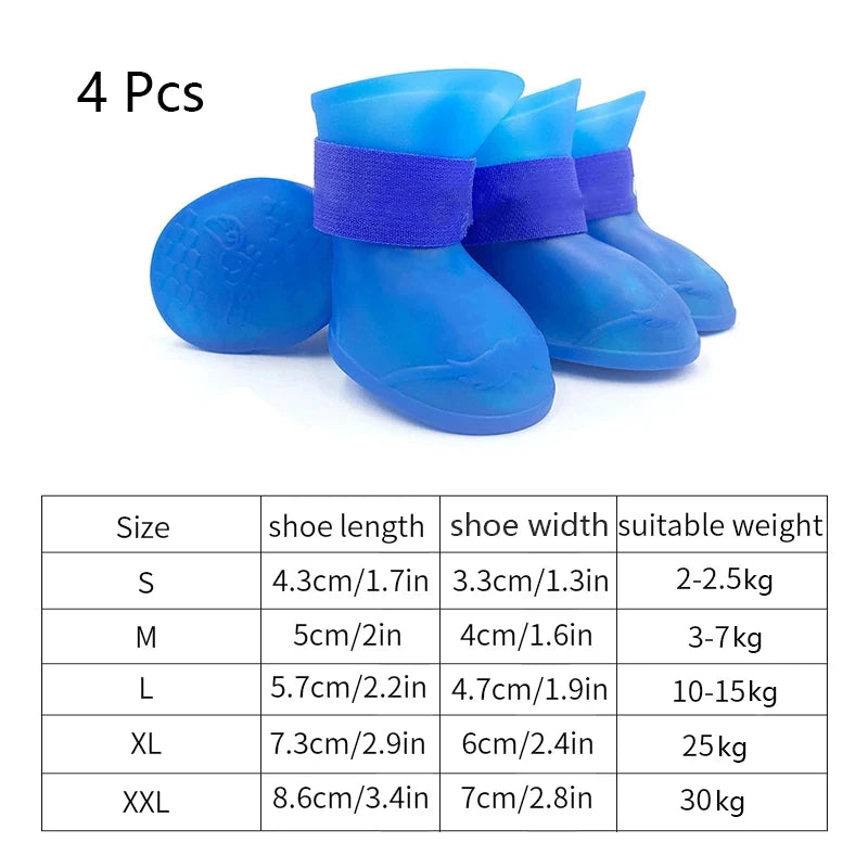 4Pcs Pet Waterproof Rainshoe Anti-Slip Rubber Boot for Small Medium Large Dogs Cats Outdoor Shoe Dog Ankle Boots Pet Accessories